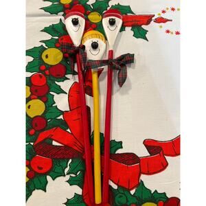 Snowman Hand painted Wooden Spoon Trio